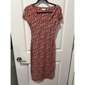 ✨ See You Monday Dress White Floral Burnt Orange Fall Bodycon Dress Large L
